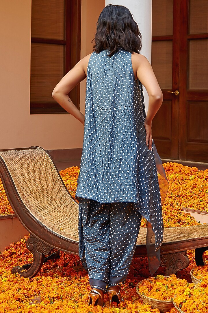 Blue Bandhani Silk Dhoti by Twenty Nine at Pernia's Pop Up Shop