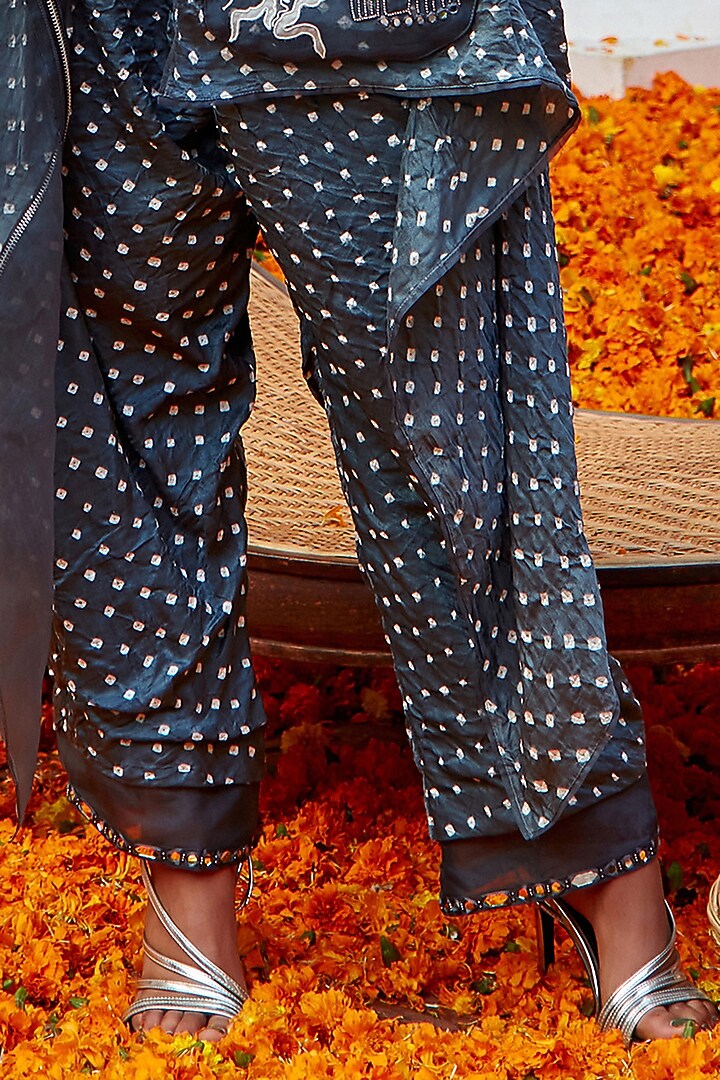 Blue Bandhani Silk Dhoti by Twenty Nine at Pernia's Pop Up Shop