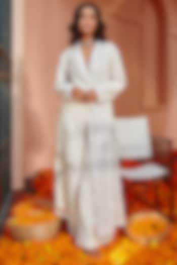 Ivory Mirror Work Embroidered Co-Ord Set by Twenty Nine at Pernia's Pop Up Shop