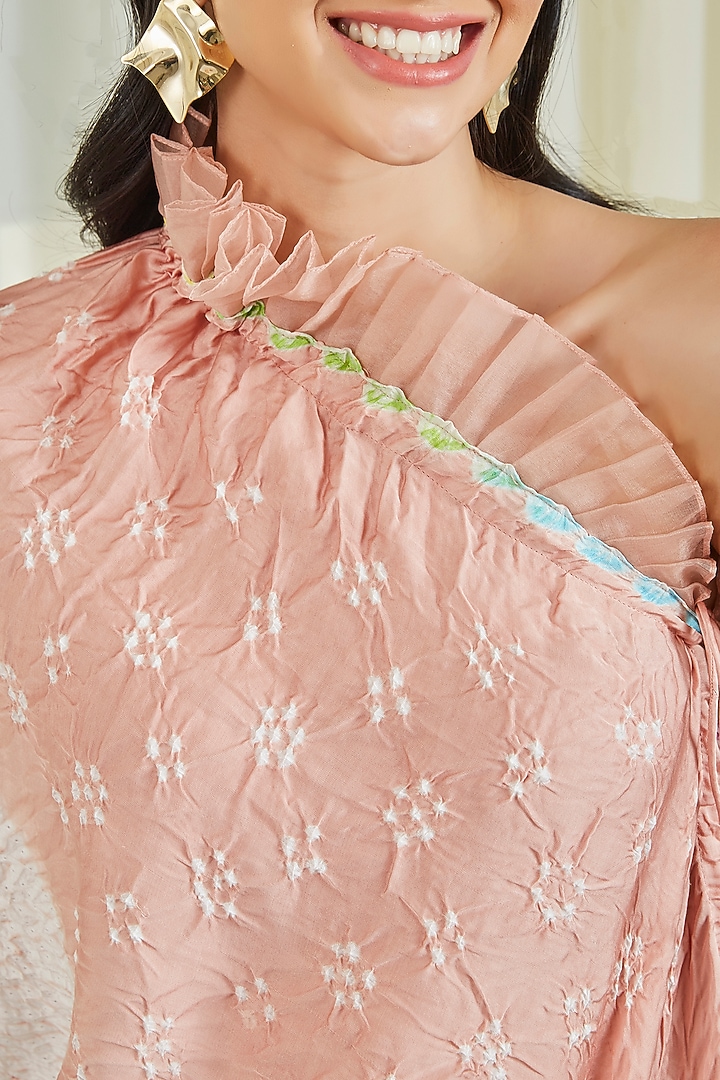 Peach Shibori One-Shoulder Vacation Dress by Twenty Nine at Pernia's Pop Up Shop