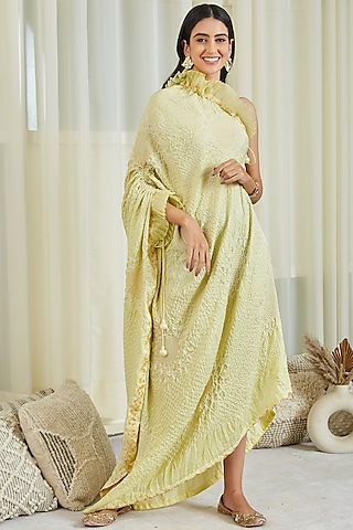 Lime Green Silk One-Shoulder Dress by Twenty Nine