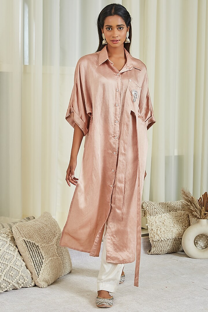 Peach Embroidered Tunic Set by Twenty Nine at Pernia's Pop Up Shop