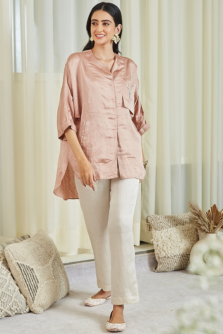 White Linen Pant Set Design by Twenty Nine at Pernia's Pop Up Shop 2024