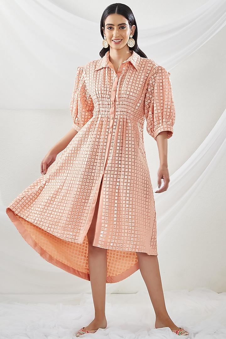Peach Georgette Vacation Dress by Twenty Nine at Pernia's Pop Up Shop