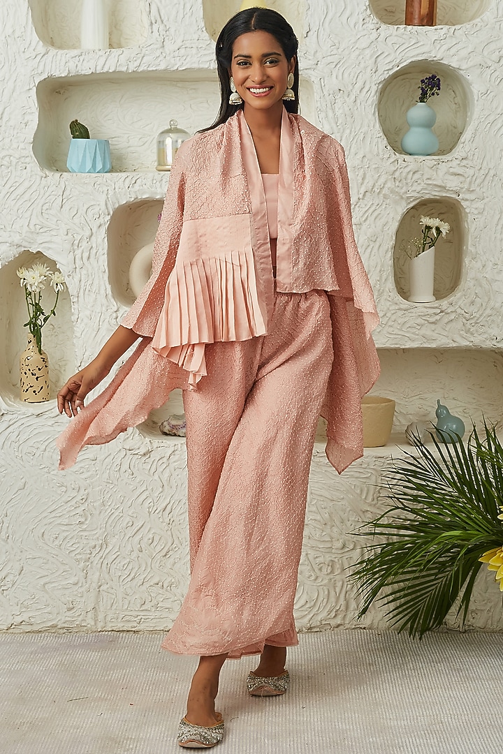 Peach Silk Cape by Twenty Nine at Pernia's Pop Up Shop