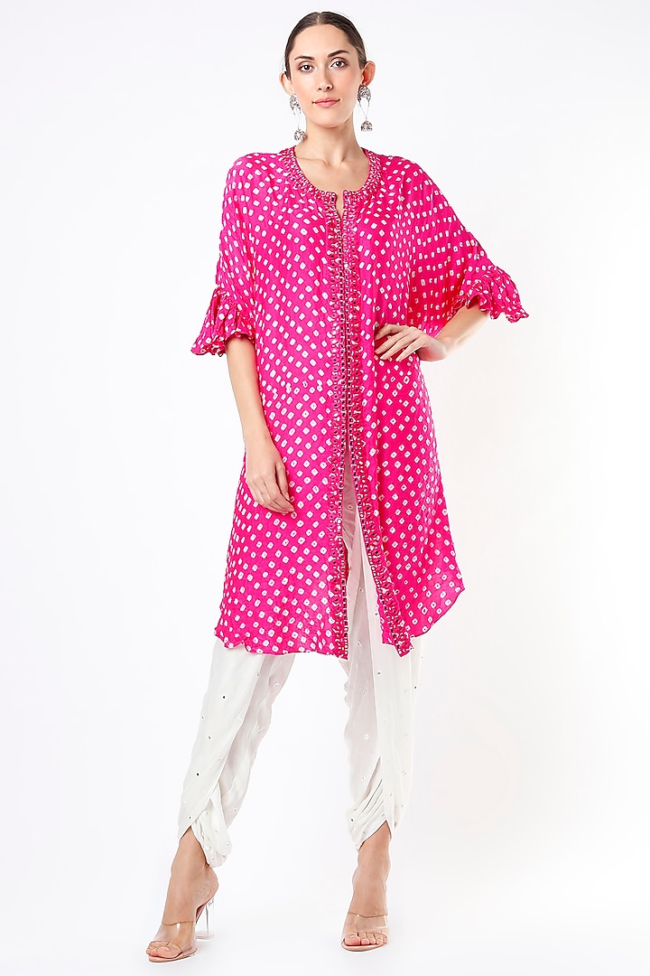 Fuchsia Bandhani Cape by Twenty Nine at Pernia's Pop Up Shop