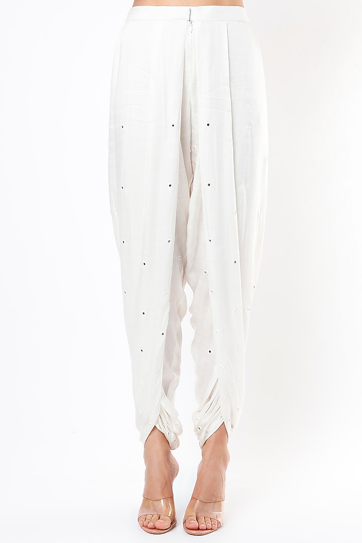 White Embroidered Dhoti Pants by Twenty Nine at Pernia's Pop Up Shop