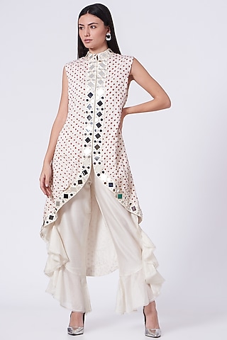 White Bandhani Jacket by Twenty Nine