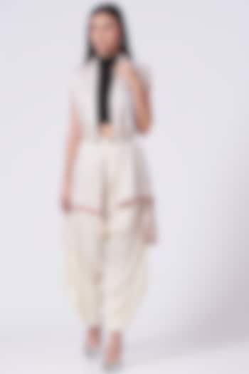 White Modal Satin Dhoti Pants by Twenty Nine at Pernia's Pop Up Shop