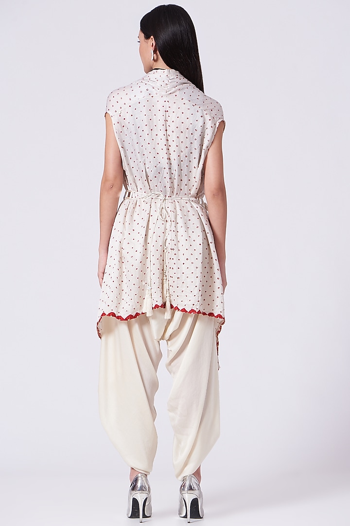 White Modal Satin Dhoti Pants by Twenty Nine at Pernia's Pop Up Shop