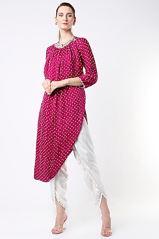 White Hand Embroidered Dhoti Pant by Twenty Nine