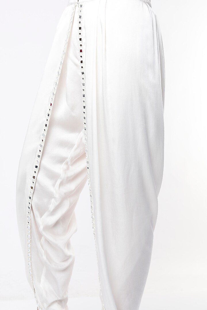White Hand Embroidered Dhoti Pant by Twenty Nine at Pernia's Pop Up Shop