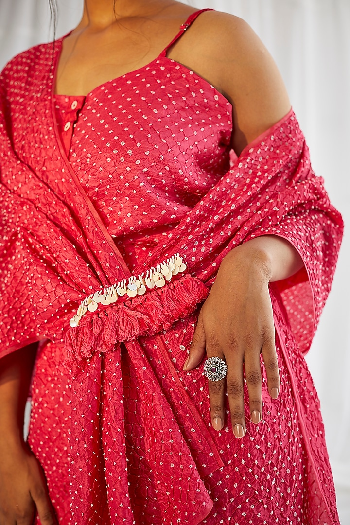 Fuchsia Crushed Silk Scarf Draped Bustier by Twenty Nine at Pernia's Pop Up Shop