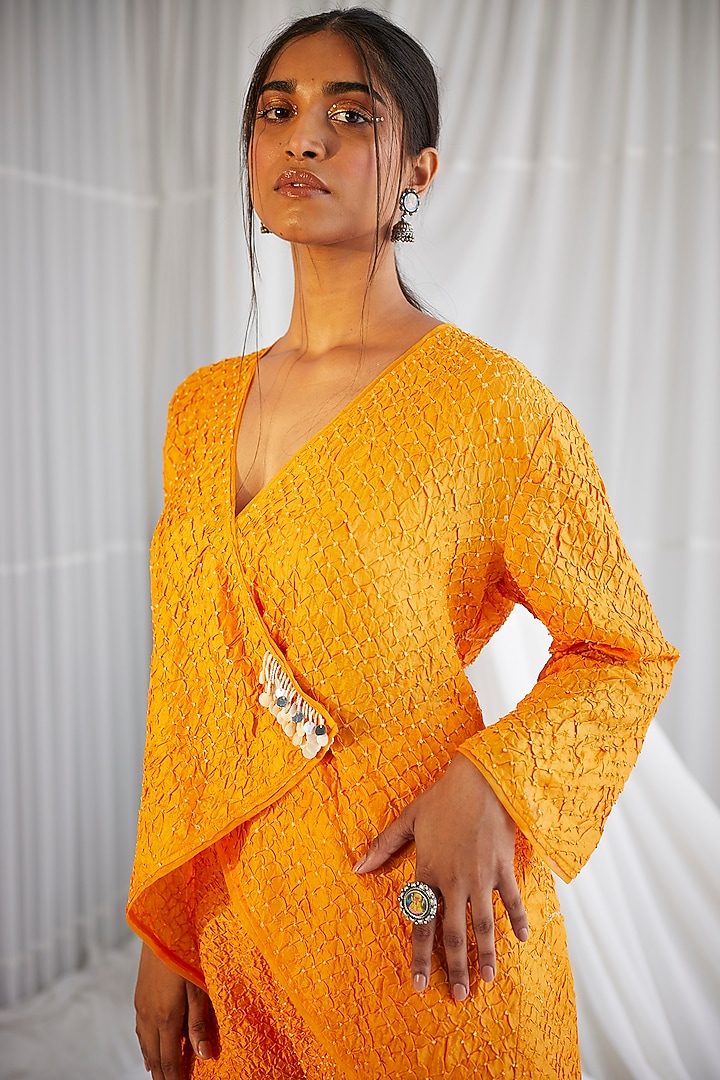 Yellow Crushed Silk Wrapped Top by Twenty Nine at Pernia's Pop Up Shop
