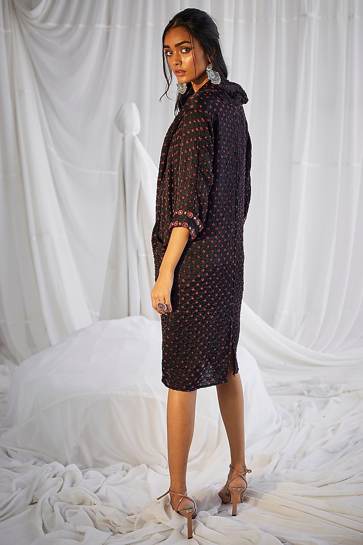 Black Bandhani Draped Vacation Dress by Twenty Nine at Pernia's Pop Up Shop