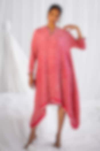 Fuchsia Bandhani Asymmetrical Dress by Twenty Nine