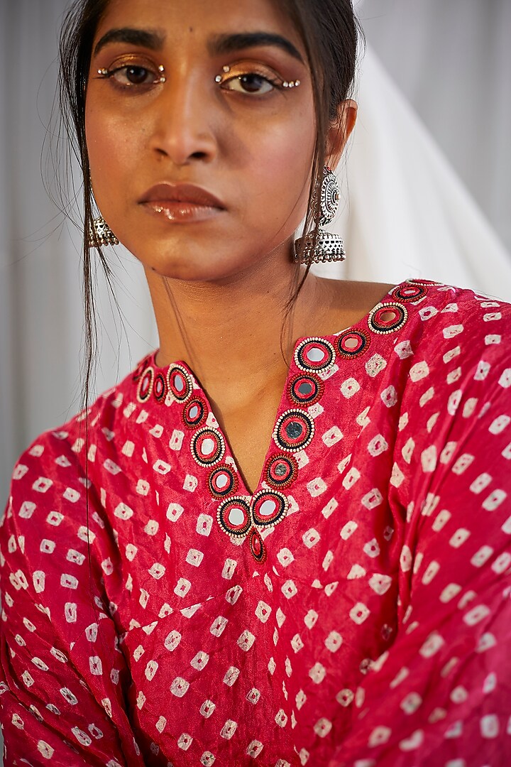 Fuchsia Bandhani Asymmetrical Vacation Dress by Twenty Nine at Pernia's Pop Up Shop