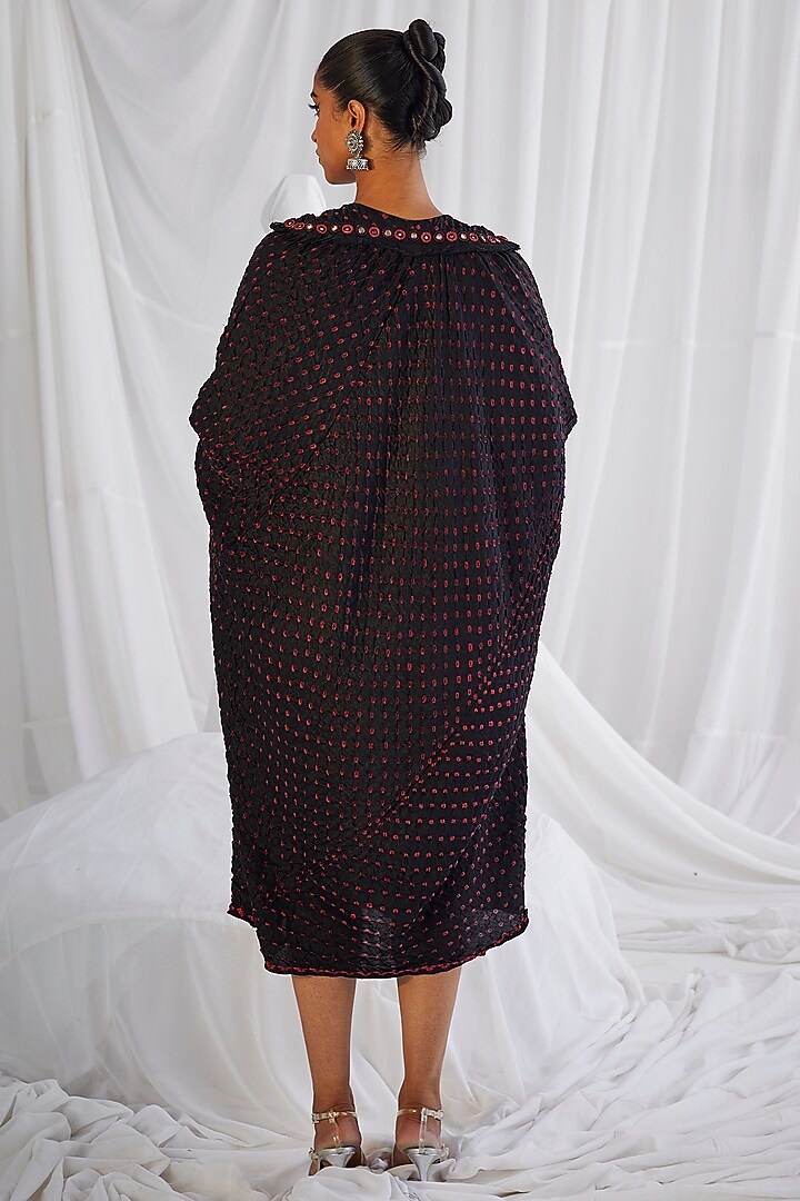 Black Bandhani Asymmetrical Vacation Dress by Twenty Nine at Pernia's Pop Up Shop