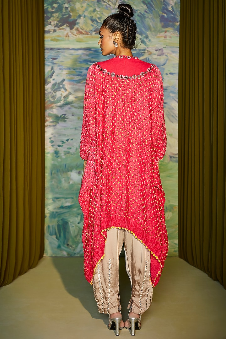 Fuchsia Silk Bandhani Asymmetrical Vacation Dress by Twenty Nine at Pernia's Pop Up Shop