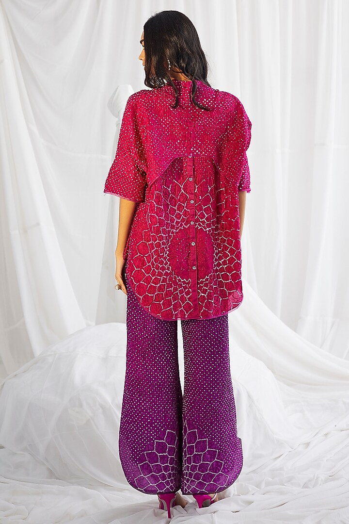 Purple Parsi Gara Bell Bottom Pants by Twenty Nine at Pernia's Pop Up Shop