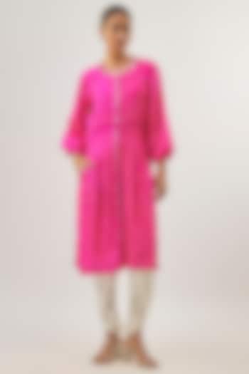 Pink Silk Bandhani A-line Tunic by Twenty Nine at Pernia's Pop Up Shop