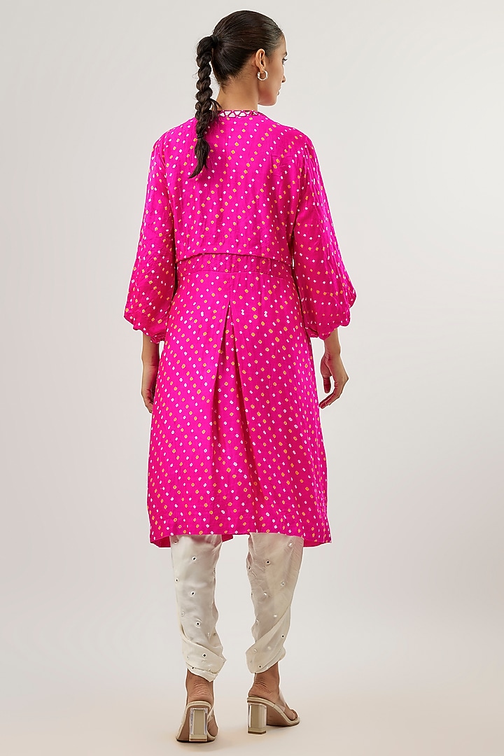 Pink Silk Bandhani A-line Tunic by Twenty Nine at Pernia's Pop Up Shop