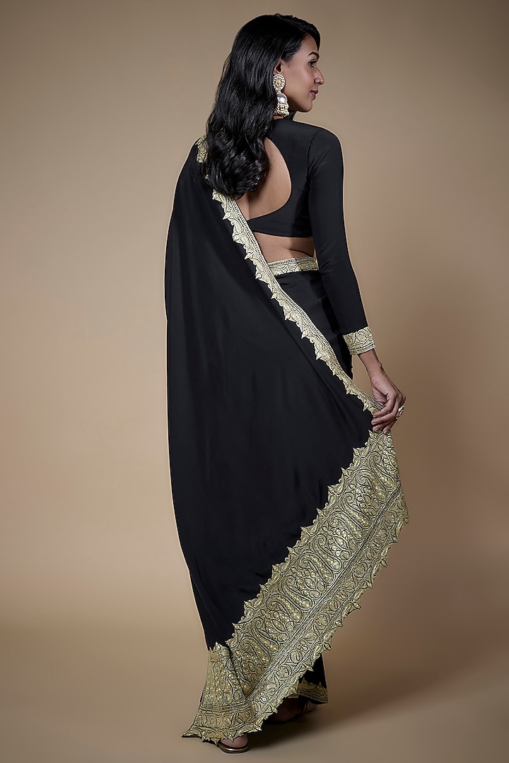 Shop Black Saree Dress With Molten Gold Belt by AAKAAR at House of  Designers – HOUSE OF DESIGNERS