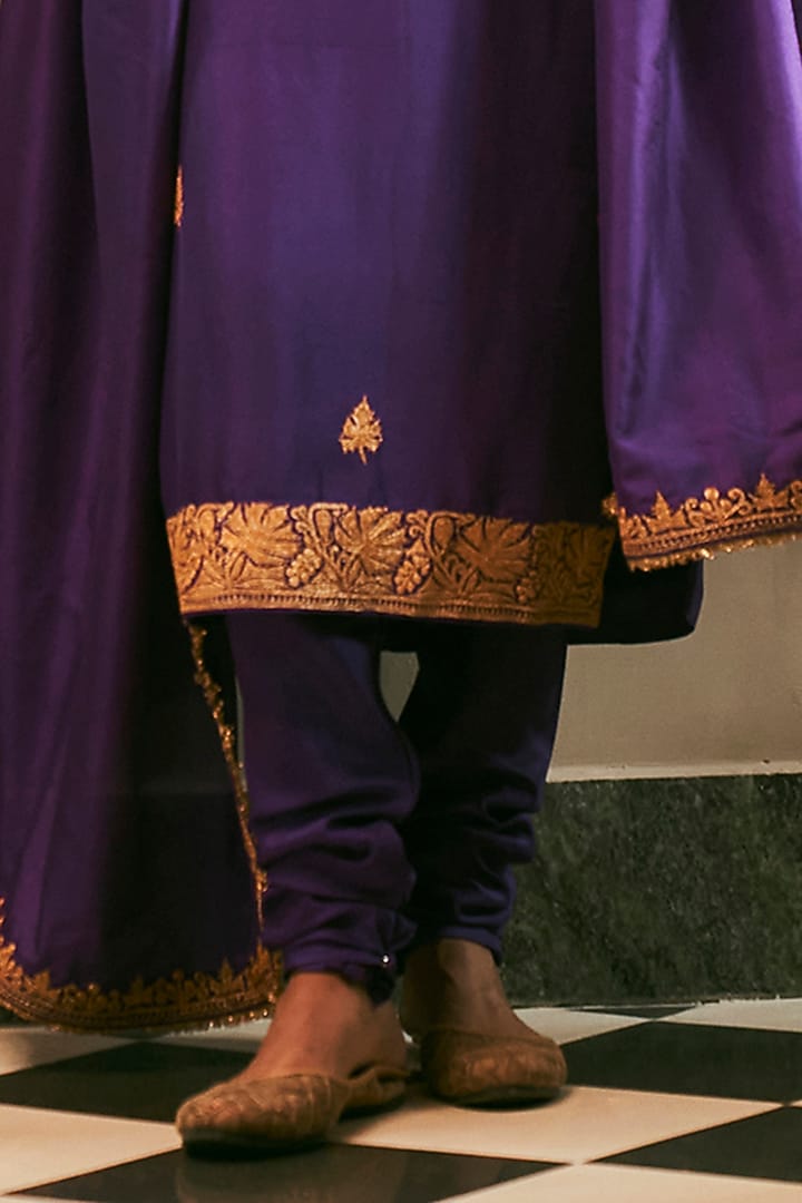 Purple Dupion Silk Kurta Set by The Whole Nine Yards at Pernia's Pop Up Shop