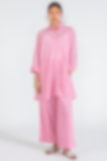 Pink Handwoven Long Top by Two Fold Store