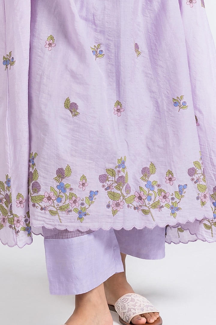 Purple Hand Printed Kaftan Set by Two Fold Store at Pernia's Pop Up Shop