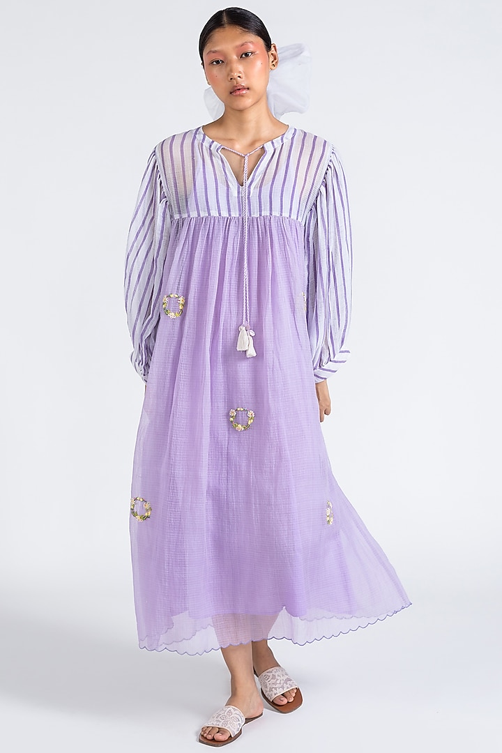Purple Embroidered Dress by Two Fold Store