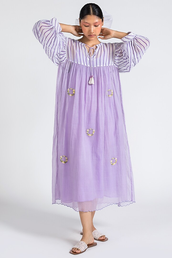 Purple Embroidered Summer Dress by Two Fold Store at Pernia's Pop Up Shop