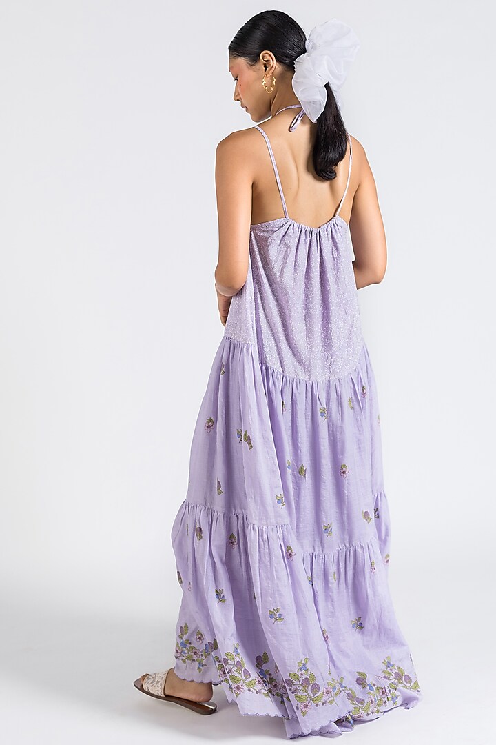 Purple Floral Hand Printed Summer Dress by Two Fold Store at Pernia's Pop Up Shop