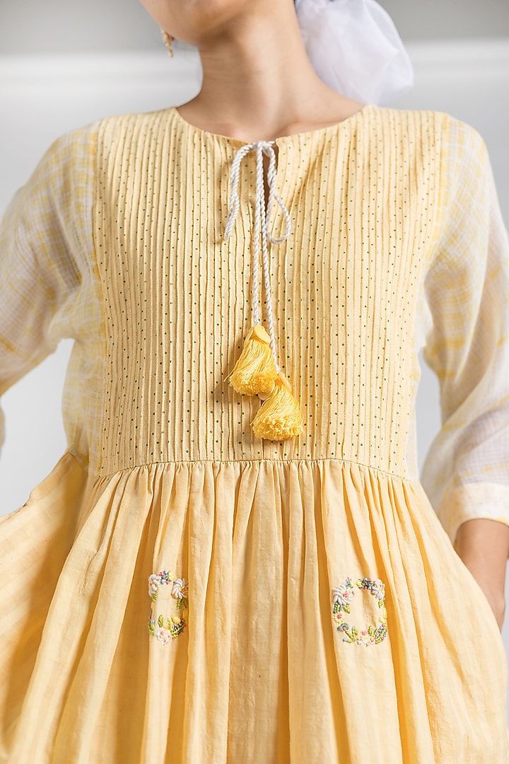 Dandelion Yellow Hand Embroidered Summer Dress by Two Fold Store at Pernia's Pop Up Shop