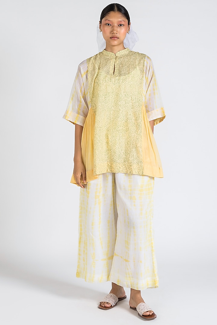 Yellow Floral Printed Top by Two Fold Store