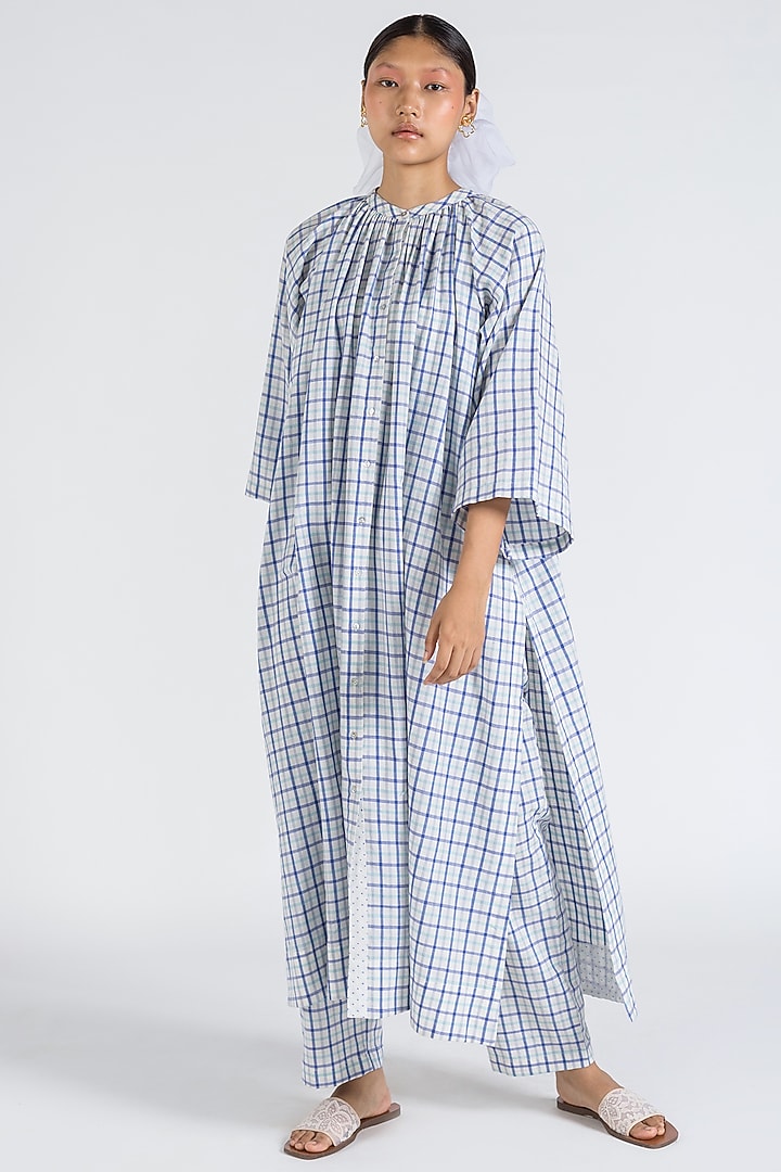Blue Cotton Printed Tunic Set by Two Fold Store at Pernia's Pop Up Shop