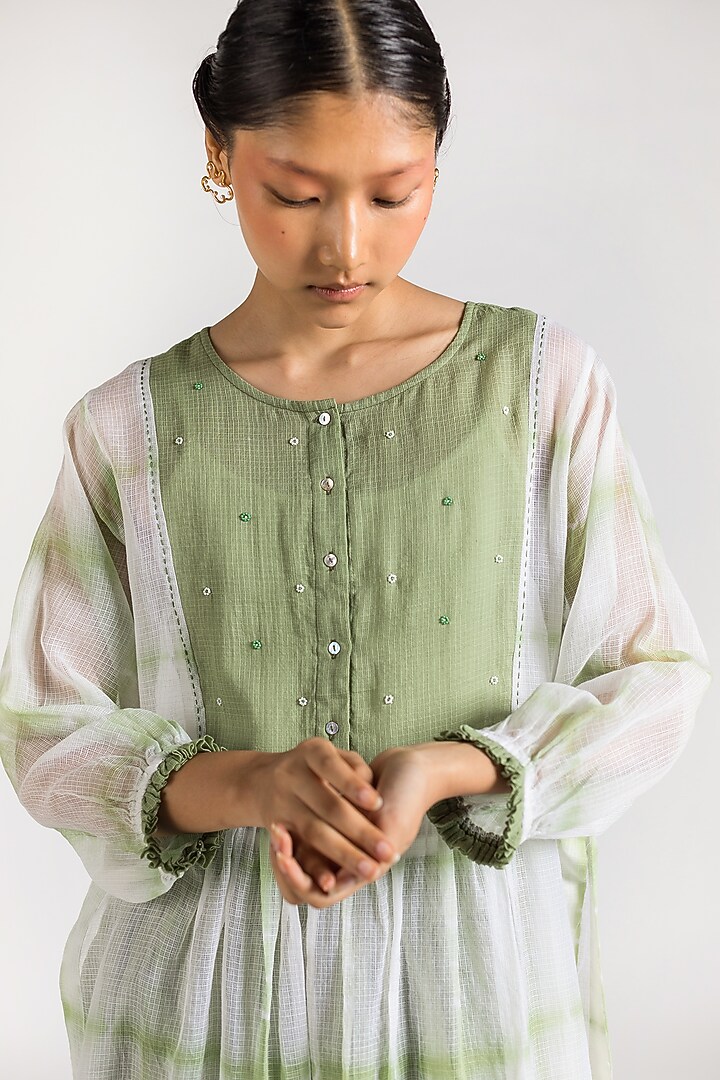 Olive Beaded Tie-Dye Tunic by Two Fold Store at Pernia's Pop Up Shop