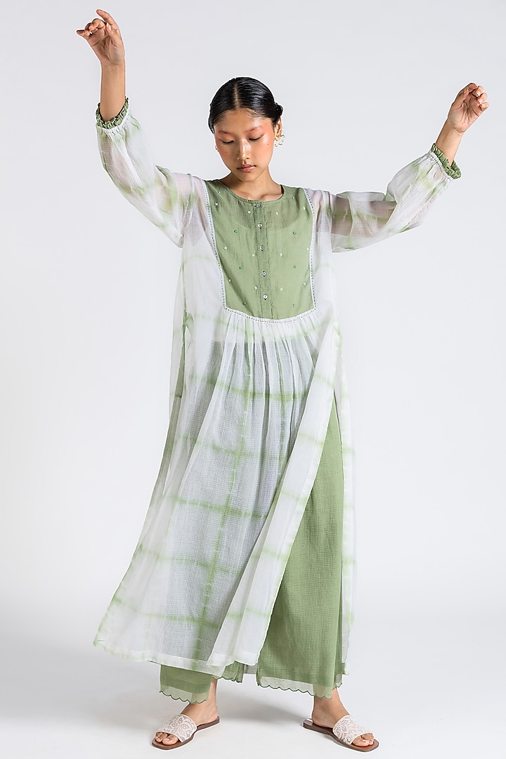 Olive Beaded Tie-Dye Tunic Set by Two Fold Store at Pernia's Pop Up Shop