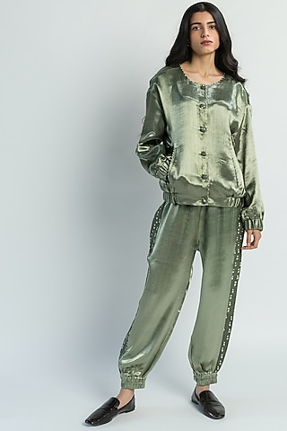Khaki Printed Pant Set by Two Fold Store