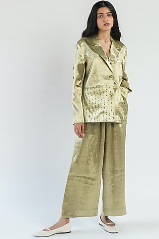 Green Printed Wide Legged Pant Set by Two Fold Store