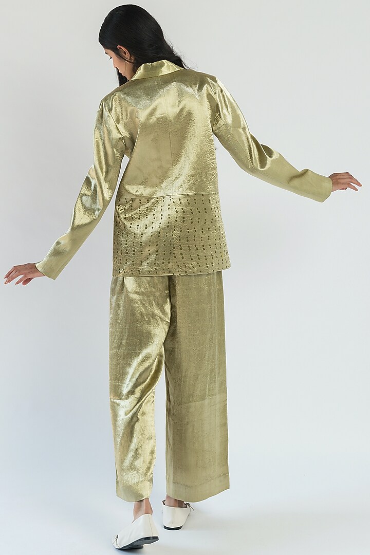 Green Printed Wide Legged Pant Set by Two Fold Store at Pernia's Pop Up Shop
