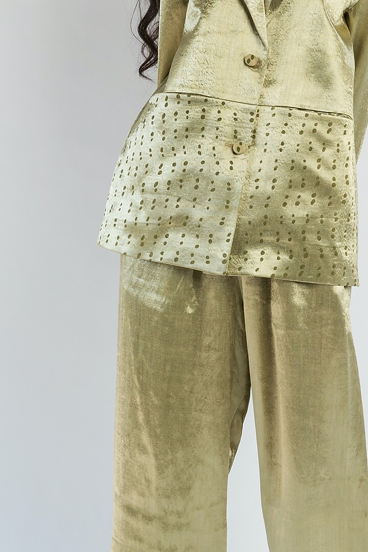 Green Printed Wide Legged Pant Set by Two Fold Store at Pernia's Pop Up Shop