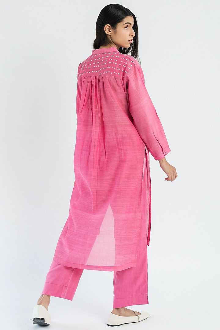 Pink Polka Hand Printed Tunic Set by Two Fold Store at Pernia's Pop Up Shop