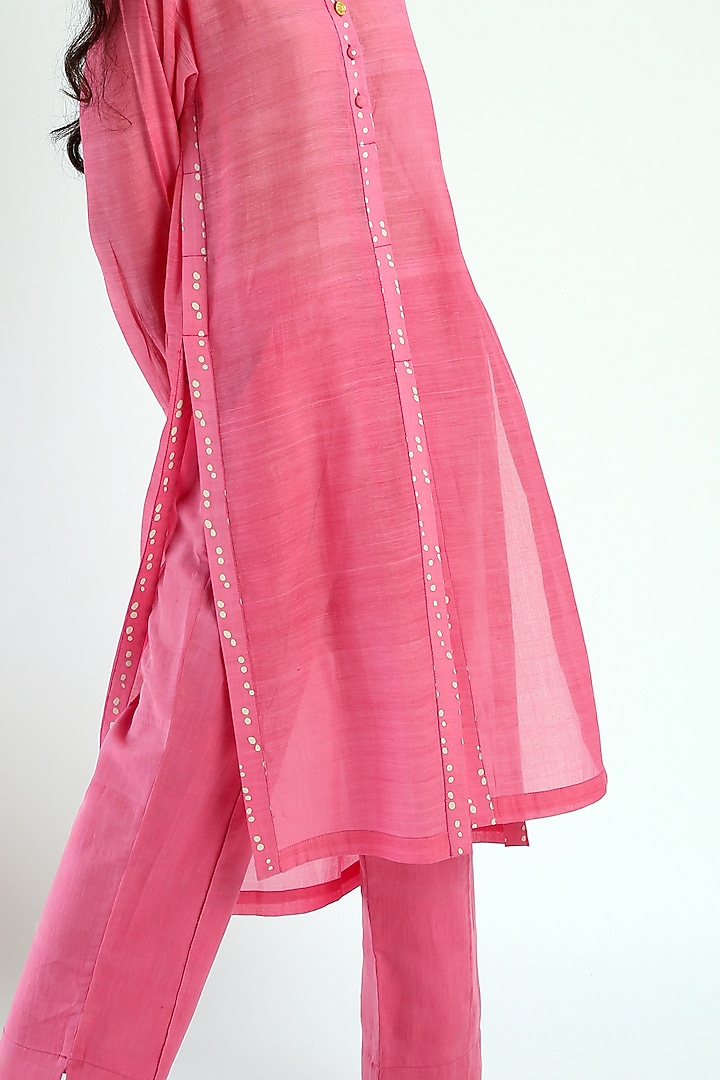 Pink Polka Hand Printed Tunic Set by Two Fold Store at Pernia's Pop Up Shop