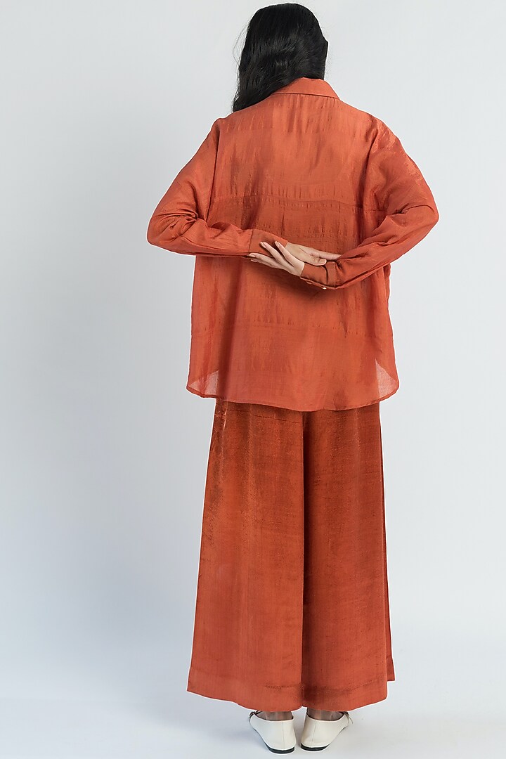 Rust Red Side Polka Printed Wide Legged Pant Set by Two Fold Store at Pernia's Pop Up Shop