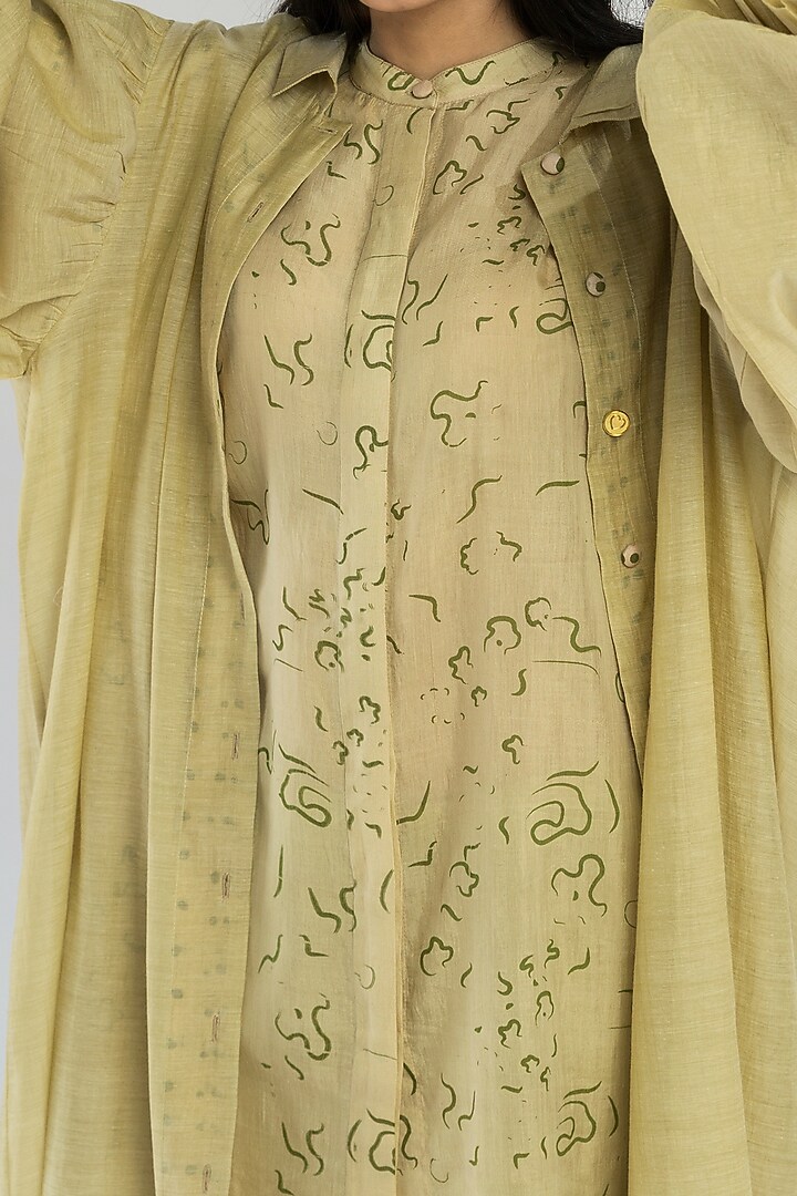 Green Asymmetrical Floral Printed Tunic Set by Two Fold Store at Pernia's Pop Up Shop