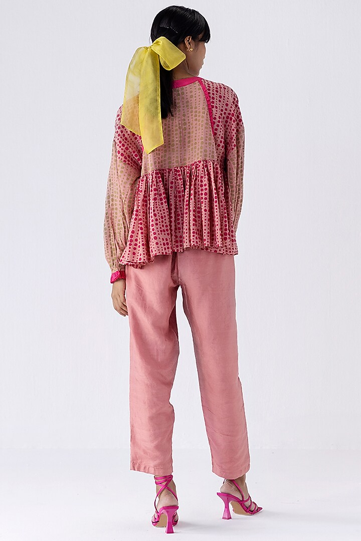 Pink Cotton Silk Pant Set by Two Fold Store at Pernia's Pop Up Shop