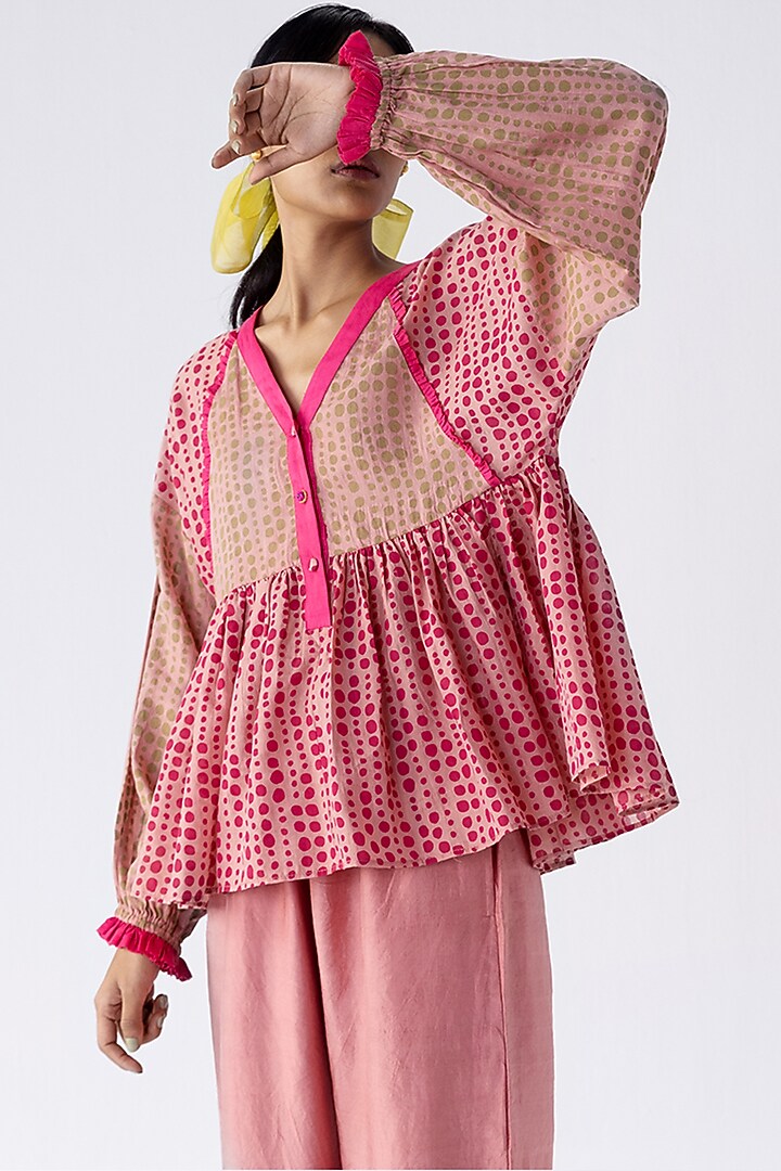 Pink Cotton Silk Pant Set by Two Fold Store at Pernia's Pop Up Shop