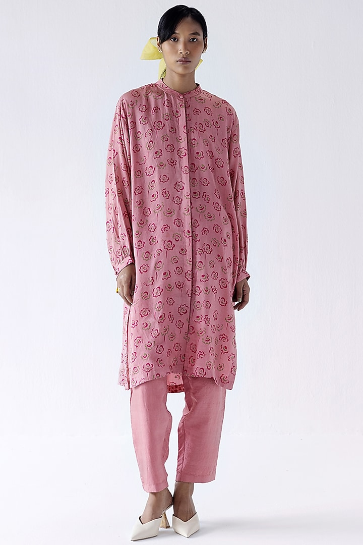 Pink Pure Silk Tunic by Two Fold Store