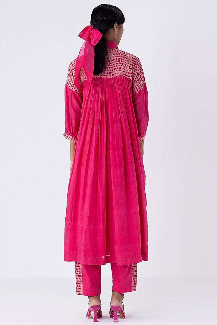 Bright Pink Cotton Silk Tunic Set by Two Fold Store at Pernia's Pop Up Shop